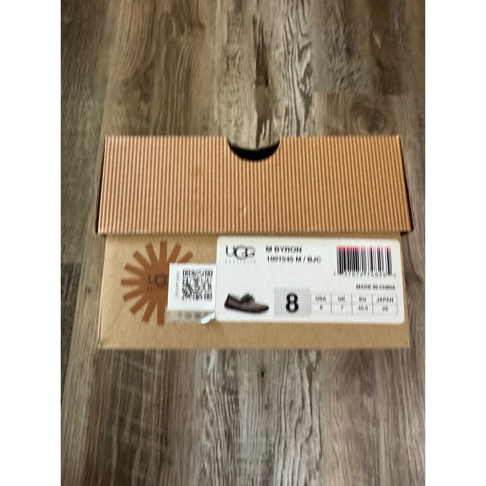 UGG Slippers Mens 8 Brown Byron Moccasin Suede Sheepskin Lined 1001545 M/BJC